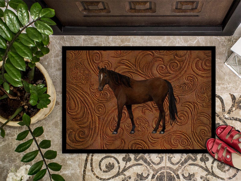 Caroline's Treasures حصيرة دخول كارولين SB3066JMAT على شكل حصان 24x36 حصيرة باب أمامي سجادات داخلية وخارجية للمداخل، غير قابلة للانزلاق قابلة للغسل، 24H X 36W - Image 3